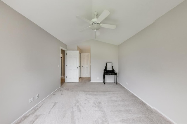 1608 Pennsbury Ct Unit A2, Wheeling, IL 60090 - unfurnished bedroom featuring baseboards, lofted ceiling, carpet floors, and a ceiling fan