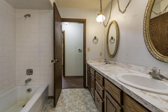 301 Garnett Ave, Winthrop Harbor, IL 60096 - full bathroom with double vanity, bathtub / shower combination, and tile patterned flooring