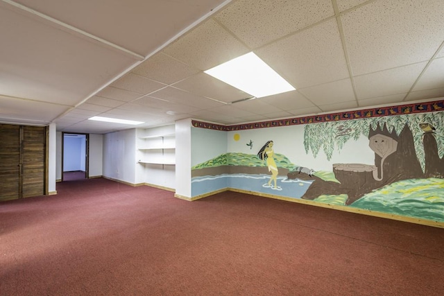 301 Garnett Ave, Winthrop Harbor, IL 60096 - finished basement featuring carpet flooring, a drop ceiling, and baseboards