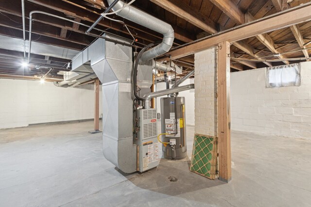 2228 8th St, Rockford, IL 61104 - unfinished basement with water heater and heating unit