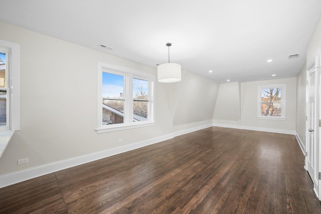 4825 W Oakdale Ave, Chicago, IL 60641 - spare room with dark wood-style floors, baseboards, and recessed lighting