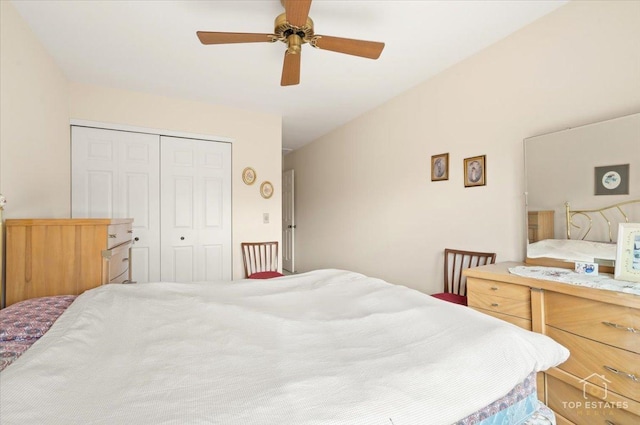 bedroom with a closet and ceiling fan