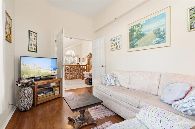 living room with wood finished floors