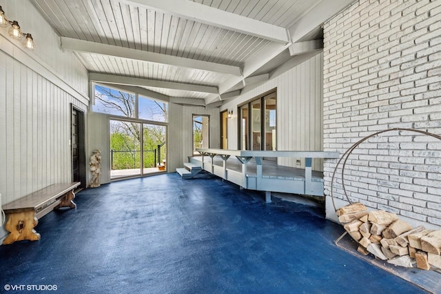184A River Rd, Lake Barrington, IL 60010 - unfurnished sunroom with beamed ceiling