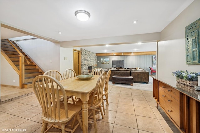184A River Rd, Lake Barrington, IL 60010 - dining area with light tile patterned floors and stairway