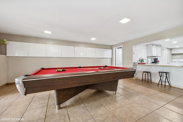 184A River Rd, Lake Barrington, IL 60010 - game room featuring billiards table, light tile patterned floors, recessed lighting, and baseboards