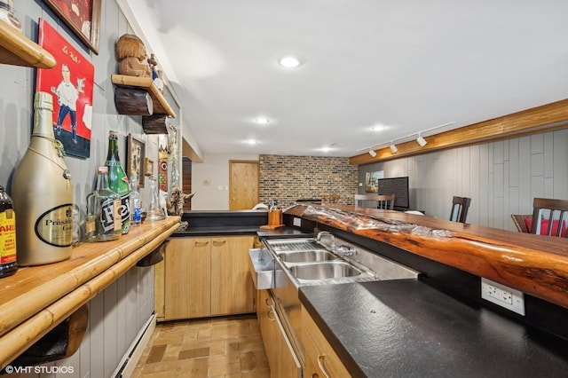 184A River Rd, Lake Barrington, IL 60010 - indoor wet bar featuring light stone finish floors, recessed lighting, and rail lighting