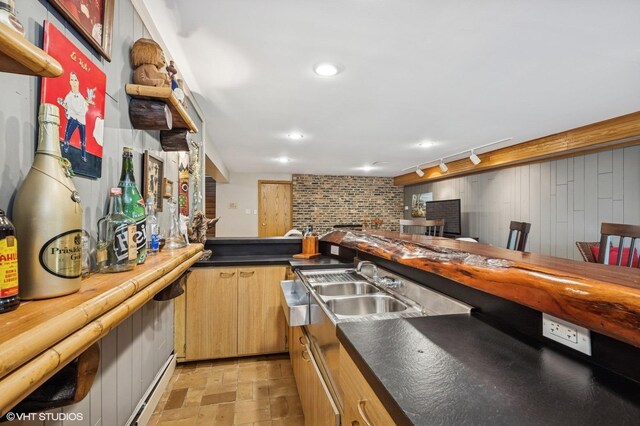 184A River Rd, Lake Barrington, IL 60010 - indoor wet bar with recessed lighting and light stone finish floors