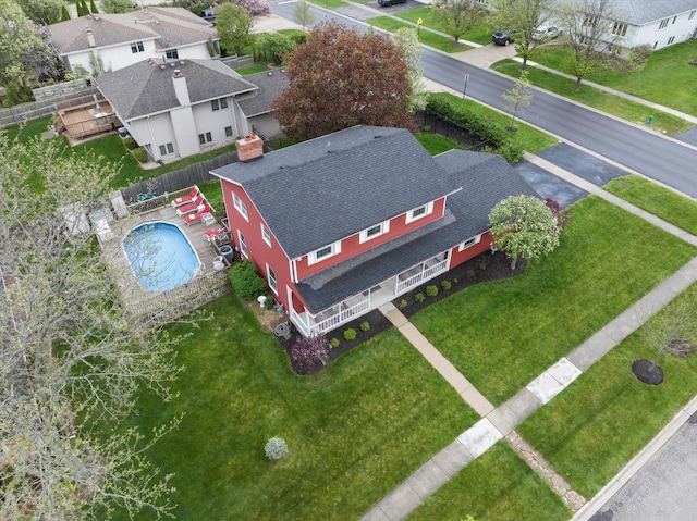 bird's eye view with a residential view