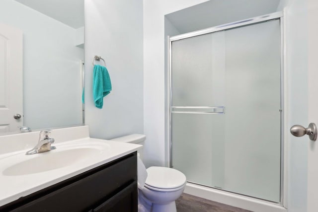 1046 Piccolo Ln, Volo, IL 60073 - full bath with a shower stall, vanity, toilet, and wood finished floors