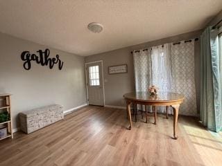 dining room with baseboards and wood finished floors