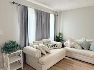 living room with wood finished floors