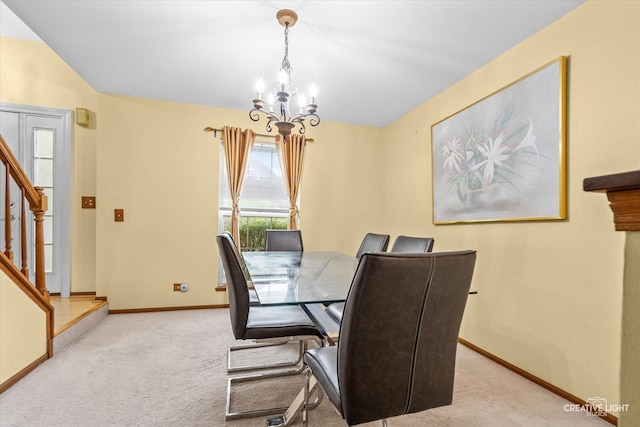 1081 Hunt Wyck Ct Unit 1081, Elgin, IL 60120 - carpeted dining area featuring stairs, baseboards, and a chandelier