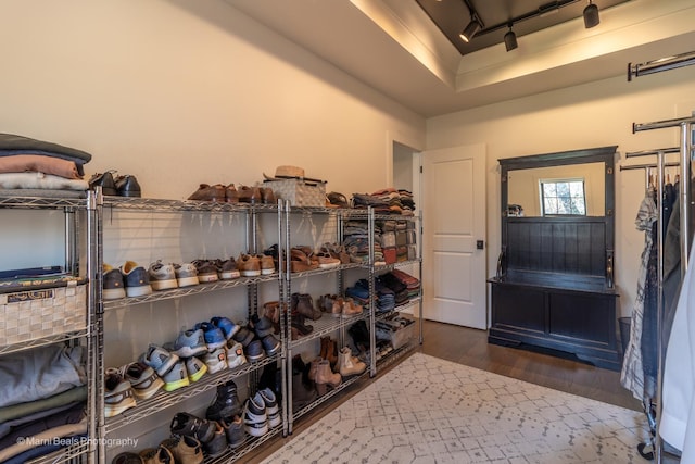 6907 S Constance Ave, Chicago, IL 60649 - interior space with dark wood-style flooring and track lighting