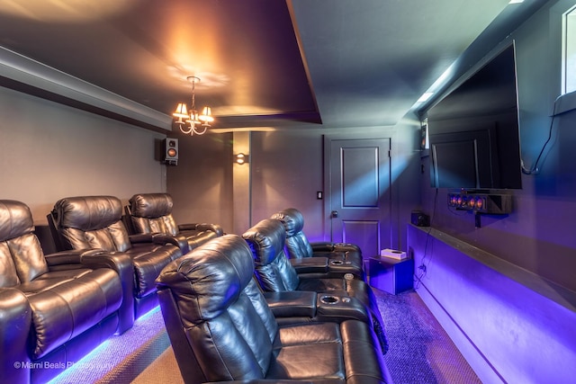 6907 S Constance Ave, Chicago, IL 60649 - carpeted cinema room featuring a tray ceiling