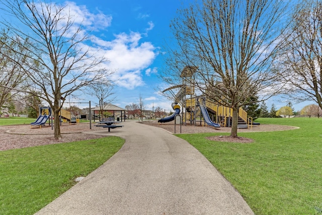 communal playground with a yard