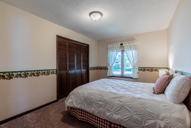 11 N Beech St, Princeton, IL 61356 - carpeted bedroom featuring a closet, a textured ceiling, and wainscoting