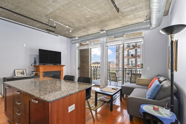 living area featuring wood-type flooring