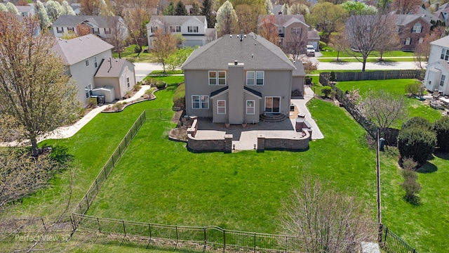 aerial view with a residential view