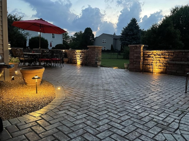 view of patio / terrace with fence and outdoor dining space