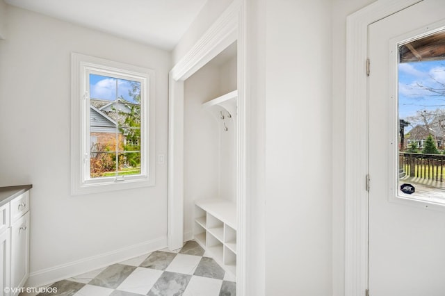 mudroom with baseboards