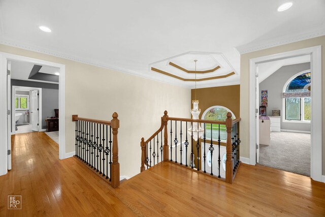 401 Jason Ln, Schaumburg, IL 60173 - hallway with an upstairs landing, a wealth of natural light, and wood finished floors