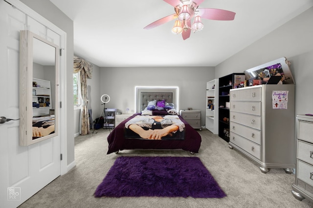401 Jason Ln, Schaumburg, IL 60173 - bedroom featuring light colored carpet and a ceiling fan