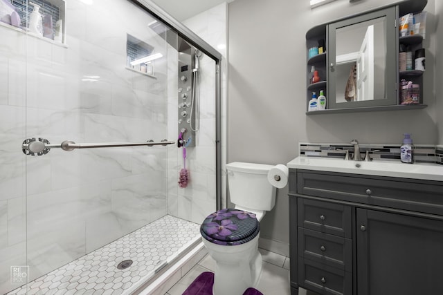 401 Jason Ln, Schaumburg, IL 60173 - full bathroom featuring vanity, a stall shower, and toilet