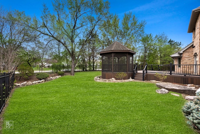 401 Jason Ln, Schaumburg, IL 60173 - view of yard featuring a gazebo and a fenced backyard