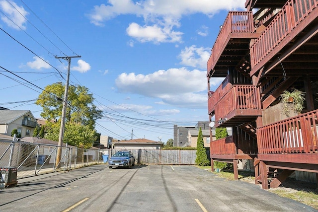 view of road with stairway