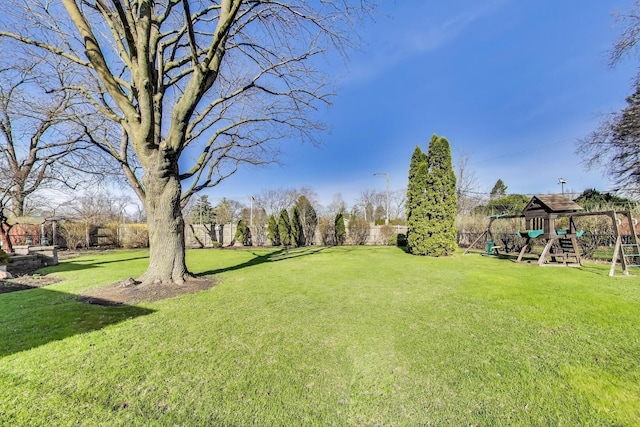 view of yard with a playground