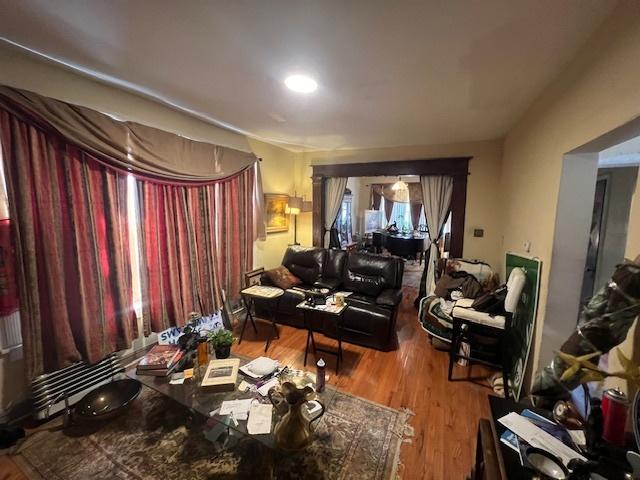 living area with wood finished floors