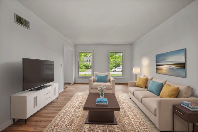 848 Stewart St, Batavia, IL 60510 - living area featuring light wood finished floors, crown molding, and baseboards
