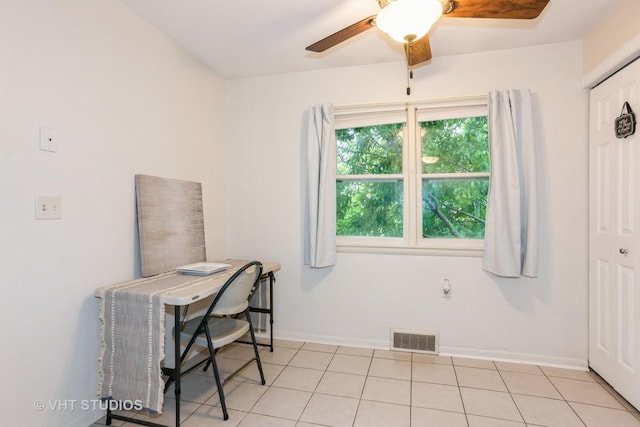 224 Howard Ave, East Dundee, IL 60118 - office space featuring ceiling fan, baseboards, and light tile patterned flooring