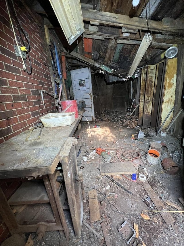 2342 S Trumbull Ave, Chicago, IL 60623 - miscellaneous room with brick wall