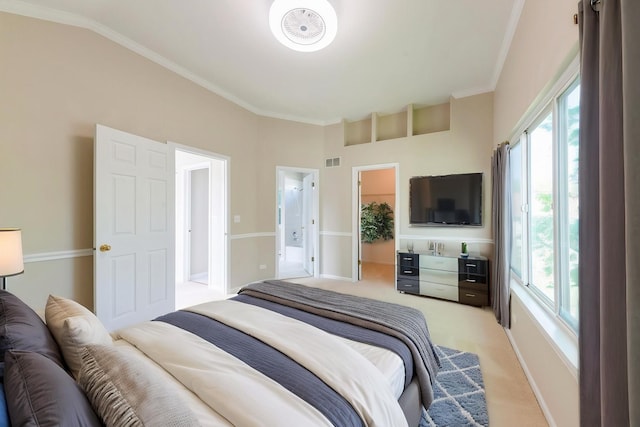 403 W Boxwood Ct, Round Lake, IL 60073 - bedroom with multiple windows, light carpet, crown molding, and a walk in closet