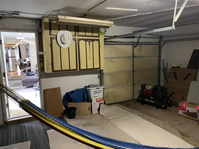 garage featuring freestanding refrigerator