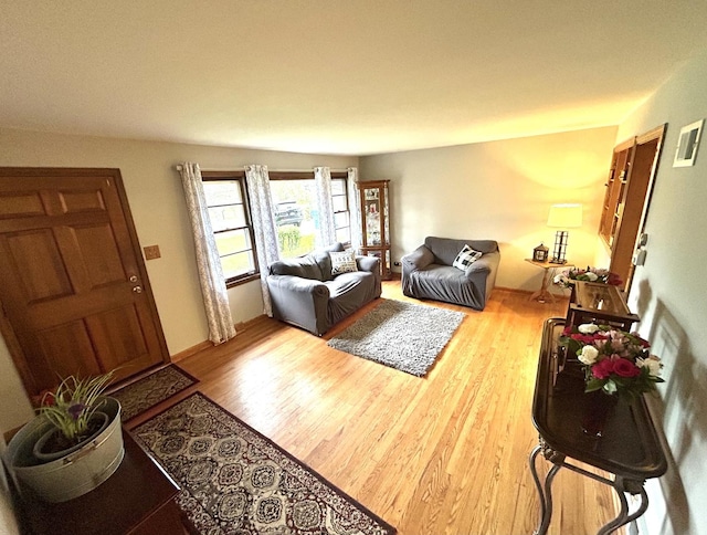 living area with wood finished floors
