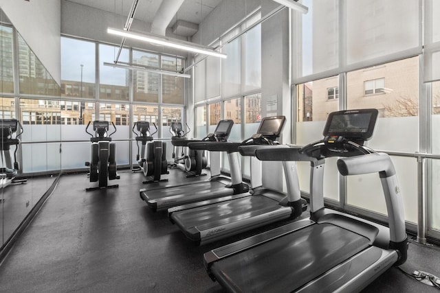 655 W Irving Park Rd Unit 4417, Chicago, IL 60613 - exercise room with a high ceiling