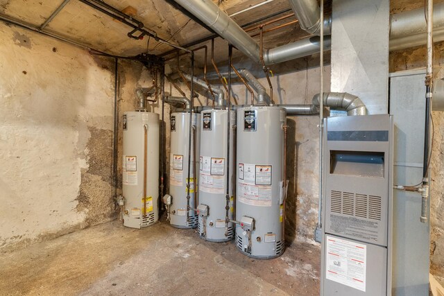 utility room with gas water heater