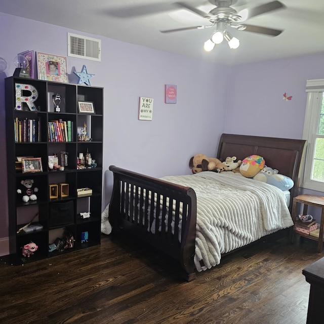 2S704 Cree Ln, Wheaton, IL 60189 - bedroom featuring visible vents, a ceiling fan, and wood finished floors