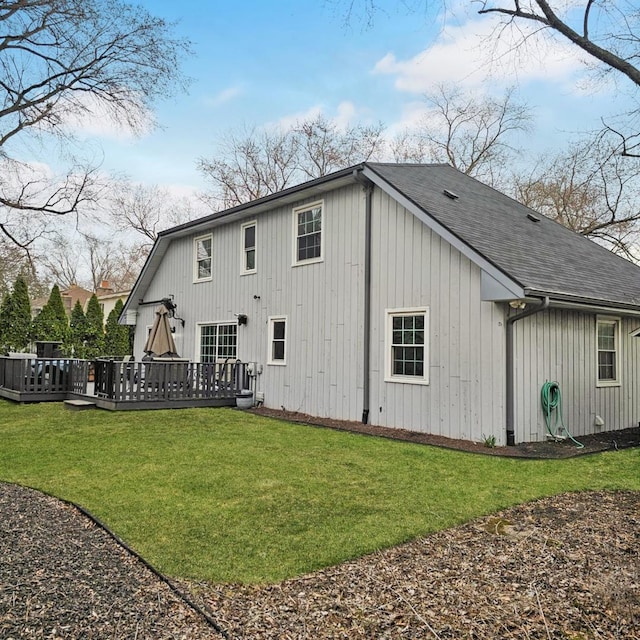 2S704 Cree Ln, Wheaton, IL 60189 - back of property featuring roof with shingles, a yard, and a deck
