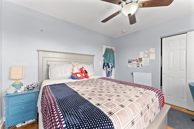 2642 N Harlem Ave Unit 2W, Elmwood Park, IL 60707 - bedroom featuring a ceiling fan and wood finished floors