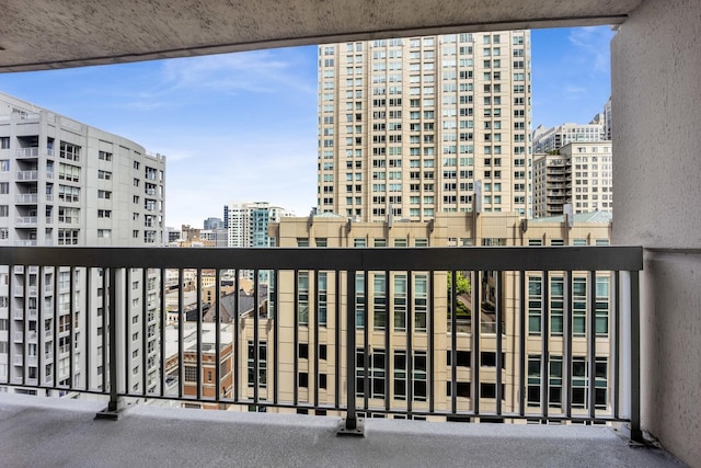 balcony featuring a city view
