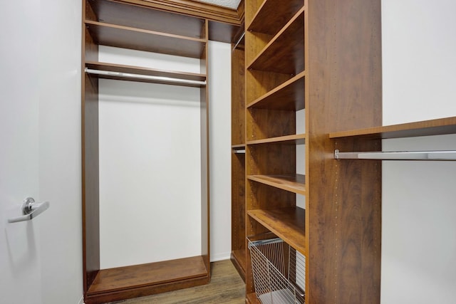 spacious closet with wood finished floors