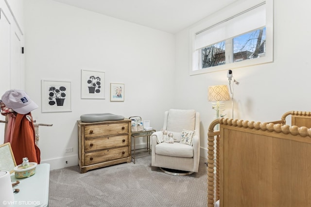 living area with carpet floors