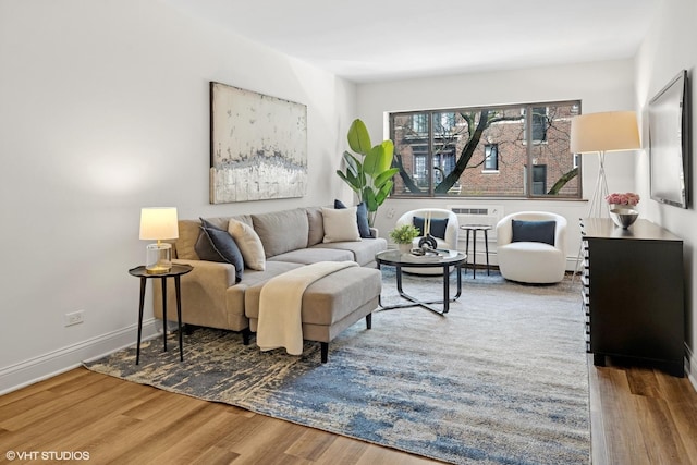 living area with wood finished floors