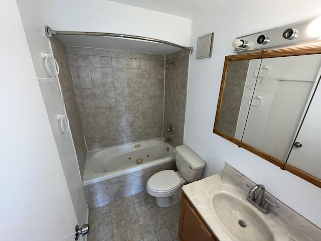 300 Park Ave Unit 443, Calumet City, IL 60409 - bathroom featuring vanity, tile patterned floors, tiled shower / bath combo, and toilet