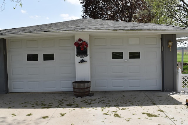 view of detached garage