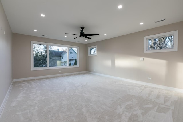616 Glendale Rd, Glenview, IL 60025 - carpeted spare room featuring visible vents, baseboards, plenty of natural light, and ceiling fan